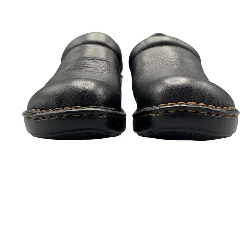 Born BOC Peggy Clogs Size 8 Pebbled Leather Slip On Casual Comfort Black Womens - Picture 6 of 11